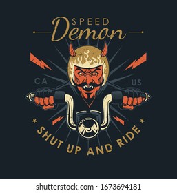 Abstract Demon Vintage Motorcycle Emblem