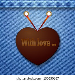 Abstract denim background with heart