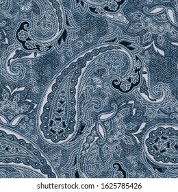 abstract denim paisley  pattern denim background 