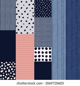  abstract denim patchwork pattern on background