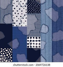 abstract denim patchwork pattern