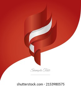 Abstract Denmark 3D wavy flag red white modern ribbon strip logo icon abstract background vector