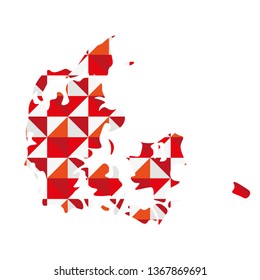 Abstract Denmark map with colorful red and white texture