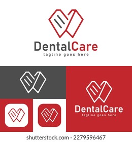 Resumen Logo de la Clínica Dental. Ilustración vectorial de los dientes.Logotipo de cuidado dental dental moderno.Símbolo creativo de clínica dental familiar.