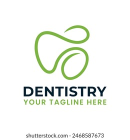Abstract Dental, Dentist, Dentistry Logo with leaf Abstract Icon