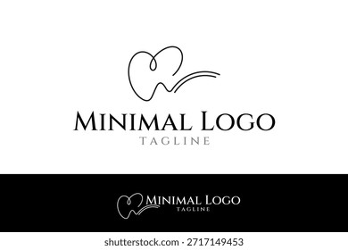 Logotipo dental abstracto con estilo de diseño de arte de línea continua