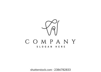 Abstract dental logo design in continuous line design style