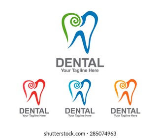 Abstract dental Logo design template. Simple flat color dentist vector .