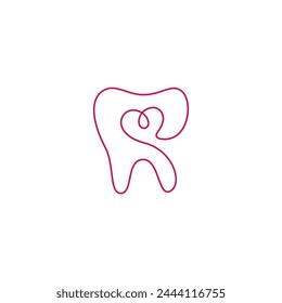 abstract dental logo with heart combination linear design style