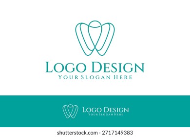 Logotipo dental abstracto con estilo de diseño lineal