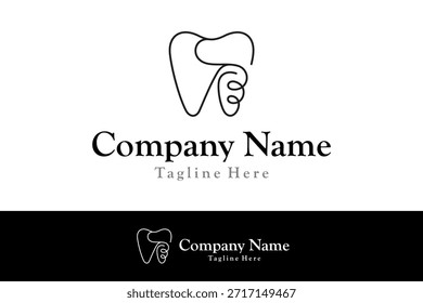 Logotipo dental abstracto con estilo de diseño de arte lineal