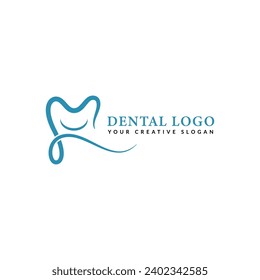 Abstract dental smile logo with simple flat design style concept