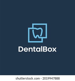 Abstract Dental Square Line Outline Logo Design Template Minimalist