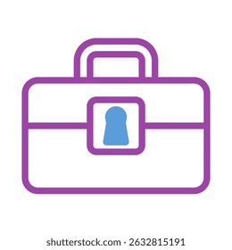 Abstract depiction of a briefcase with simple lines against a plain background