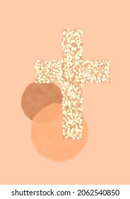 an abstract depiction of a cross in pastel tones
