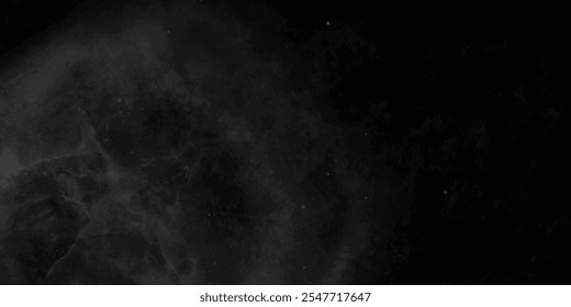 Representação abstrata de uma nebulosa de galáxia no espaço profundo com nuvens escuras girando e estrelas dispersas no cenário do universo infinito
