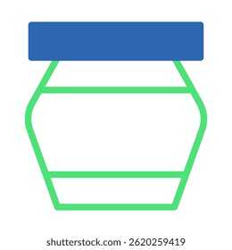 Abstract Depiction of a Hexagonal Container with Blue Lid, minimalist design