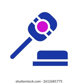 Abstract depiction of justice and auction process with bright colors icon