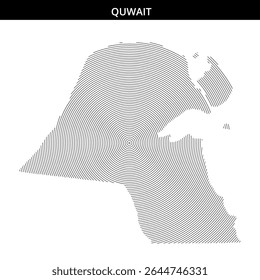 Abstract depiction of Kuwait's shape using concentric lines.