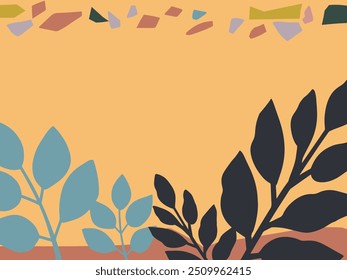 An abstract depiction of a landscape with a focus on natural elements. 