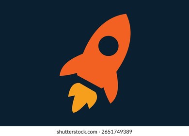 An abstract depiction of a rocket-themed concept with a bright orange and yellow gradient design against a dark backdrop, symbolizing innovation, technology, and advancement.