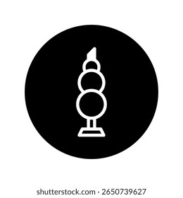 Representação abstrata de um desenho de totem pole com um fundo preto e símbolo de linhas brancas
