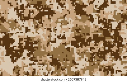 Abstract desert camouflage pattern.  Perfect for backgrounds, textures, or militarythemed designs.  Digital pixelated style evokes a sense of concealment and strategy.