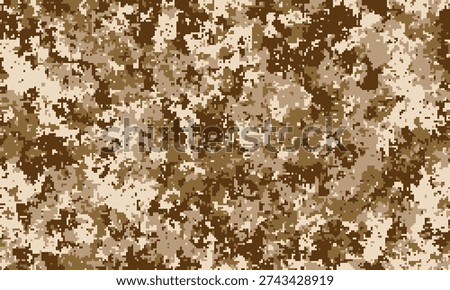 Abstract desert camouflage pattern.  Versatile digital texture ideal for backgrounds, textiles, or militarythemed designs.  Earthy tones create a sense of concealment and natural blending.