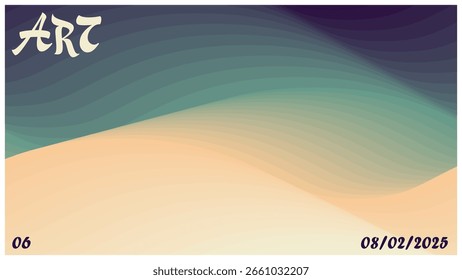 Paisaje Abstractas del desierto con cielo degradado, arte digital de una escena de playa con tonos suaves.