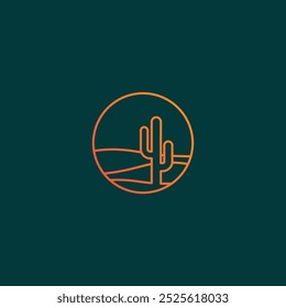 Abstraktes Wüsten-Logo-Design, Wüsten-Linie-Logo-Design mit Farbverlauf-Farben, minimalistisches Wüsten-Logo