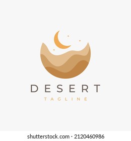 Abstract desert logo, moon and desert logo vector icon on white background