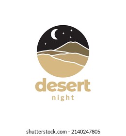 abstract desert with mountain night logo design, vector graphic symbol icon illustration creative idea