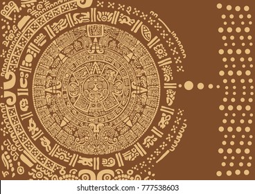 Abstract design with an ancient Mayan ornament.
Images of characters of ancient American Indians.The Aztecs, Mayans, Incas.
