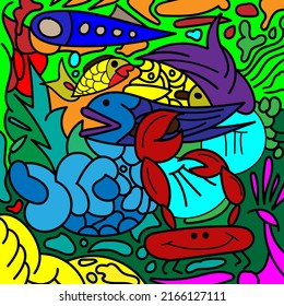 abstract design animal sea art doodle