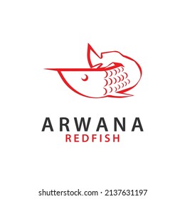 Diseño abstracto de los peces arwana de color rojo. Ilustración vectorial.
