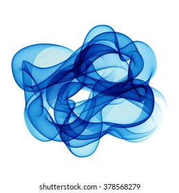 Abstract design background. Blue curled wave. Smoke wavy lines