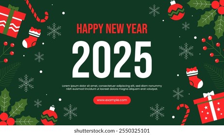 Abstract design background for Christmas and New Year celebration. Happy New Year 2025 background template set for social media post, picture frame, or banner