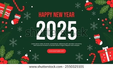 Abstract design background for Christmas and New Year celebration. Happy New Year 2025 background template set for social media post, picture frame, or banner