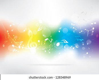 Abstract design background with colorful music notes