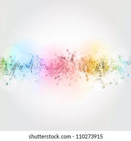 Abstract design background with colourful music notes