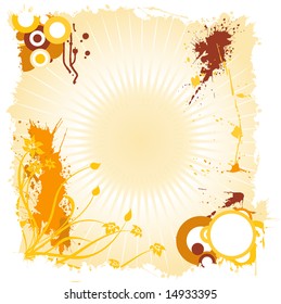 abstract design background with flower ornaments and grunge elements