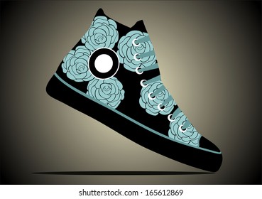Abstract design background with graphic patterned gumshoes.