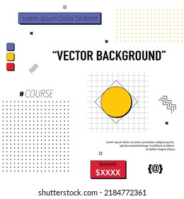 Abstract design background with old fashion geometric shapes and bright colours. Modern graphic texture for retro style posters and social media post and story example