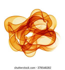 Abstract design background. Orange curled wave. Smoke wavy lines