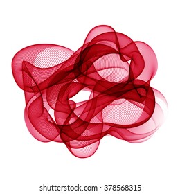 Abstract design background. Red curled wave. Smoke wavy lines