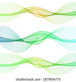 
Abstract design background set of blue-green waves on white background