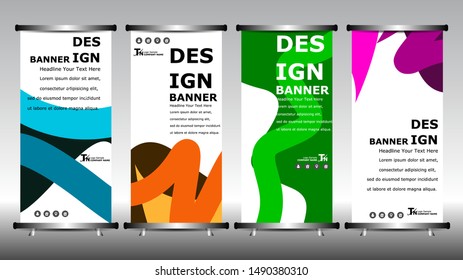 Abstract design banner template. Roll up banner stand brochure flyer vertical template design.