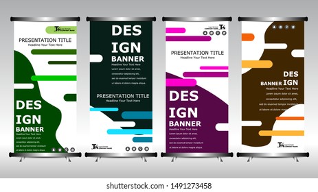 Abstract design banner template. Roll up banner stand brochure flyer vertical template design.