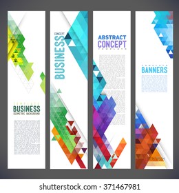 Abstract design banners vector template design, brochure, element, page, leaflet, with colorful geometric triangular backgrounds, logo and text separately.