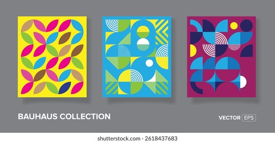 Abstraktes Design Bauhaus geometrische Muster Hintergründe, minimalistische geometrische Designs mit einfachen Formen und Elementen